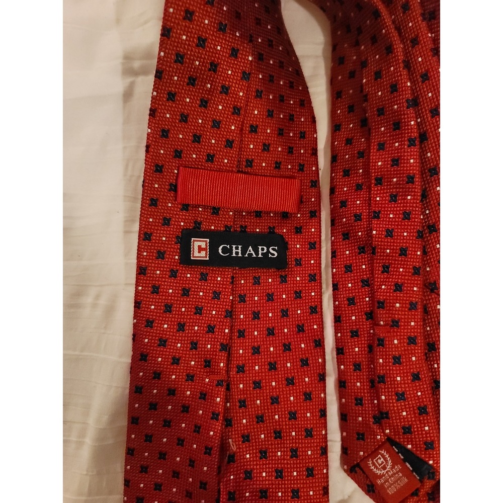 Chaps Silk‎ Necktie Red Geometric Pattern Business Career Men's Tie
